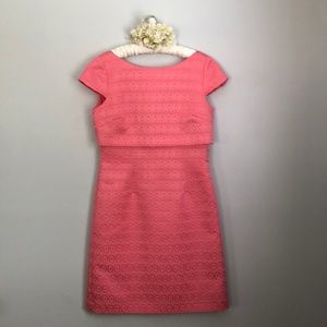Tahari Sz 8 Bubble Gum Pink Crop Top Sheath Dress
